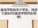 巢湖学院有多少学生，师资力量如何(巢湖学院师生规模)