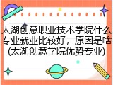 太湖创意职业技术学院什么专业就业比较好，原因是啥(太湖创意学院优势专业)