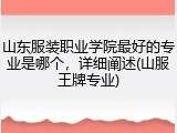 山东服装职业学院最好的专业是哪个，详细阐述(山服王牌专业)