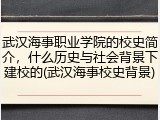 武汉海事职业学院的校史简介，什么历史与社会背景下建校的(武汉海事校史背景)