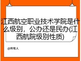 江西航空职业技术学院是什么级别，公办还是民办(江西航院级别性质)