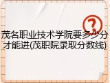 茂名职业技术学院要多少分才能进(茂职院录取分数线)