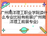 广州南洋理工职业学院读什么专业比较有前景(广州南洋理工前景专业)