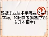 鹤壁职业技术学院要招专升本吗，如何参考(鹤壁学院专升本招生)