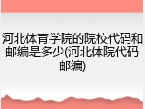 河北体育学院的院校代码和邮编是多少(河北体院代码邮编)