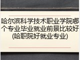 哈尔滨科学技术职业学院哪个专业毕业就业前景比较好(哈职院好就业专业)