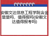 安徽文达信息工程学院含金量量吗，值得报吗(安徽文达值得报考吗)