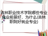 吉林职业技术学院哪些专业就业前景好，为什么(吉林职院好就业专业)