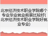 北京经济技术职业学院哪个专业毕业就业前景比较好(北京经济技术职业学院好就业专业)