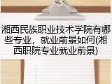 湘西民族职业技术学院有哪些专业，就业前景如何(湘西职院专业就业前景)