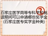 石家庄医学高等专科学校就读期间可以申请哪些奖学金(石家庄医专奖学金种类)