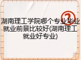 湖南理工学院哪个专业毕业就业前景比较好(湖南理工就业好专业)