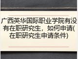 广西英华国际职业学院有没有在职研究生，如何申请(在职研究生申请条件)