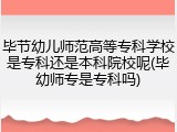 毕节幼儿师范高等专科学校是专科还是本科院校呢(毕幼师专是专科吗)