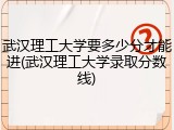 武汉理工大学要多少分才能进(武汉理工大学录取分数线)