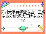 深圳大学有哪些专业，王牌专业分析(深大王牌专业分析)