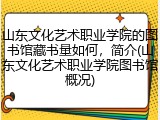 山东文化艺术职业学院的图书馆藏书量如何，简介(山东文化艺术职业学院图书馆概况)