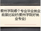 衢州学院哪个专业毕业就业前景比较好(衢州学院好就业专业)