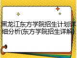 黑龙江东方学院招生计划详细分析(东方学院招生详解)