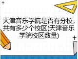 天津音乐学院是否有分校，共有多少个校区(天津音乐学院校区数量)