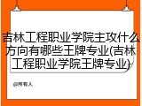吉林工程职业学院主攻什么方向有哪些王牌专业(吉林工程职业学院王牌专业)
