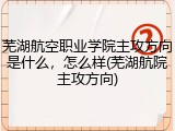 芜湖航空职业学院主攻方向是什么，怎么样(芜湖航院主攻方向)