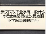 武汉民政职业学院一般什么时候放寒暑假(武汉民政职业学院寒暑假时间)