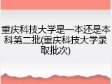 重庆科技大学是一本还是本科第二批(重庆科技大学录取批次)