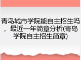 青岛城市学院能自主招生吗，最近一年简章分析(青岛学院自主招生简章)