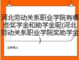 河北劳动关系职业学院有哪些奖学金和助学金呢(河北劳动关系职业学院奖助学金)