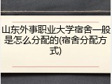 山东外事职业大学宿舍一般是怎么分配的(宿舍分配方式)