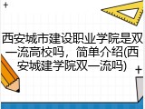 西安城市建设职业学院是双一流高校吗，简单介绍(西安城建学院双一流吗)