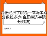 合肥经济学院是一本吗录取分数线多少(合肥经济学院分数线)