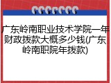 广东岭南职业技术学院一年财政拨款大概多少钱(广东岭南职院年拨款)