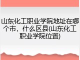 山东化工职业学院地址在哪个市，什么区县(山东化工职业学院位置)