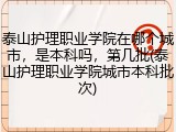 泰山护理职业学院在哪个城市，是本科吗，第几批(泰山护理职业学院城市本科批次)