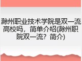 滁州职业技术学院是双一流高校吗，简单介绍(滁州职院双一流？简介)