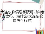 大连东软信息学院可以自考去读吗，为什么(大连东软自考可行吗)