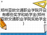 郑州亚欧交通职业学院开设有哪些奖学和助学金(郑州亚欧交通职业学院奖助学金)