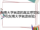 东南大学就读的真实感觉如何(东南大学就读体验)