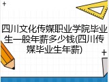 四川文化传媒职业学院毕业生一般年薪多少钱(四川传媒毕业生年薪)