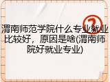 渭南师范学院什么专业就业比较好，原因是啥(渭南师院好就业专业)