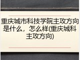 重庆城市科技学院主攻方向是什么，怎么样(重庆城科主攻方向)