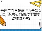 武汉工商学院师资力量怎么样，名气如何(武汉工商学院师资名气)