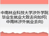 中南林业科技大学涉外学院毕业生就业大致去向如何(中南林涉外就业去向)
