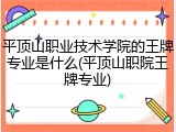 平顶山职业技术学院的王牌专业是什么(平顶山职院王牌专业)