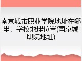 南京城市职业学院地址在哪里，学校地理位置(南京城职院地址)