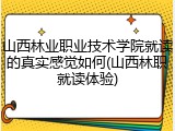 山西林业职业技术学院就读的真实感觉如何(山西林职就读体验)