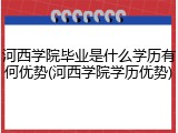 河西学院毕业是什么学历有何优势(河西学院学历优势)