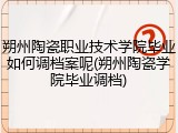 朔州陶瓷职业技术学院毕业如何调档案呢(朔州陶瓷学院毕业调档)